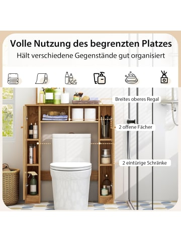 COSTWAY Toilettenschrank Bad Überbauschrank in Hellbraun