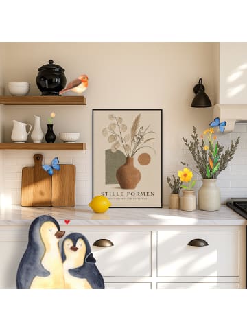 Mr. & Mrs. Panda Plakat Vase minimalistisch Design mit Spruch in Weiß