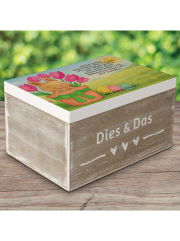 Mr. & Mrs. Panda Box Hase Tulpen Design mit Spruch in Weiß