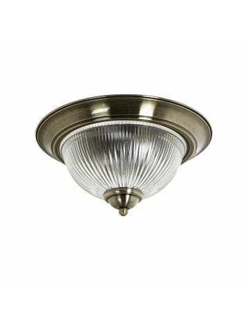 Licht-Erlebnisse Deckenlampe Ø 31 x (H)15 cm in Messing antik Klar