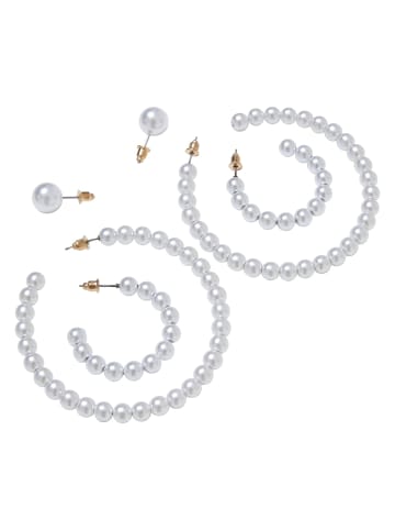 Urban Classics Urban Classics Unisex Pearl Hoop Earring 3-Pack in gold