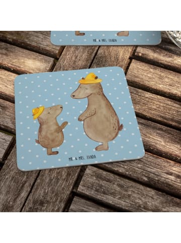 Mr. & Mrs. Panda Tischuntersetzer Bären mit Hut ohne Spruch in Blau Pastell