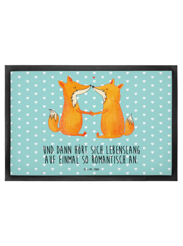 Mr. & Mrs. Panda Schuhabstreifer Füchse Liebe mit Spruch in Türkis Pastell