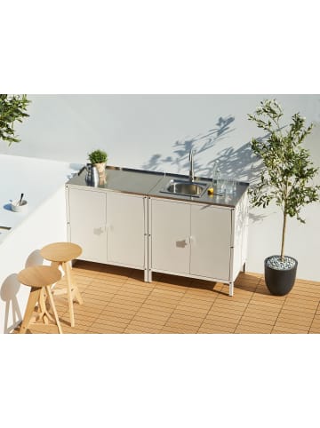 Beliani Gartenküche VILAMA in Weiß/Silber - (W) 80 x (H) 90 x (L) 50 cm