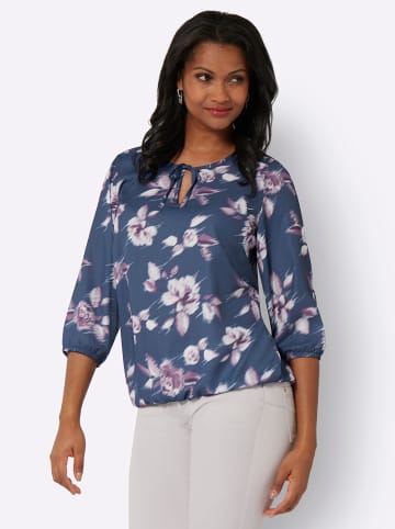 WITT WEIDEN Druckbluse in marine-rosé-bedruckt