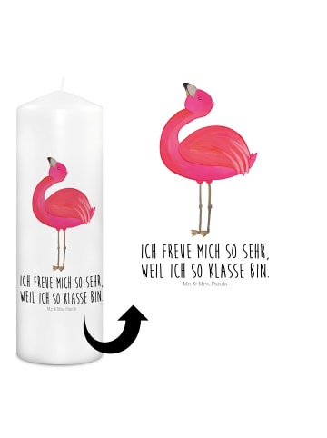 Mr. & Mrs. Panda Kerze Mit Spruch Flamingo Stolz mit Spruch in Weiß