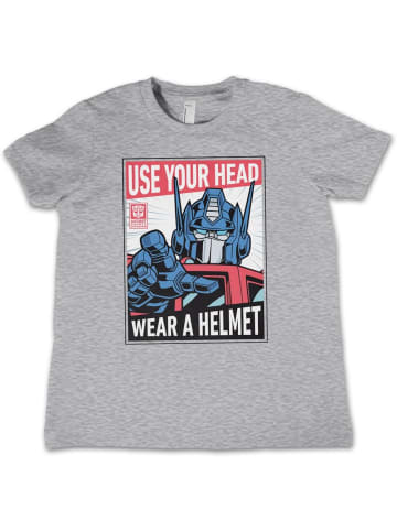 Transformers Shirt "Use Your Head Wear A Helmet Kids Tee" in Grau