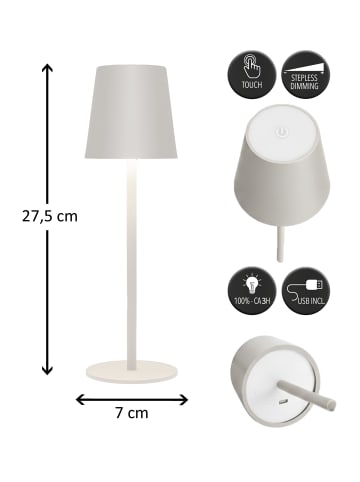 Coen Bakker LED Tischlampe dimmbar Innen & Außen 27,5x7cm Glatt in Weiß