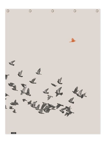 Juniqe Duschvorhang "Bird And Birds" in Braun & Orange