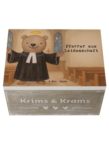 Mr. & Mrs. Panda Holzkiste Pfarrer Leidenschaft Design mit Spruch in Weiß