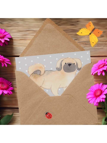 Mr. & Mrs. Panda Deluxe Karte Pekingese Moment mit Spruch in Grau Pastell