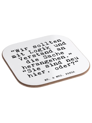 Mr. & Mrs. Panda Bierdeckel "Wir sollten mit Logik... mit Spruch in Weiß