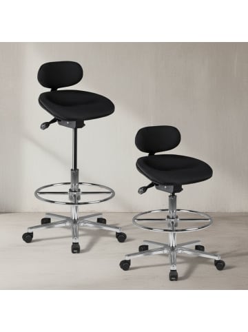 KADIMA DESIGN Arbeitshocker | Stoff, Schwarz, Höhenverstellbar, Rückenlehne