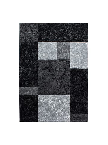 KADIMA DESIGN Teppich Kurzflor Waschbar Karo MONZA Strapazierfähig OEKO-TEX in Schwarz