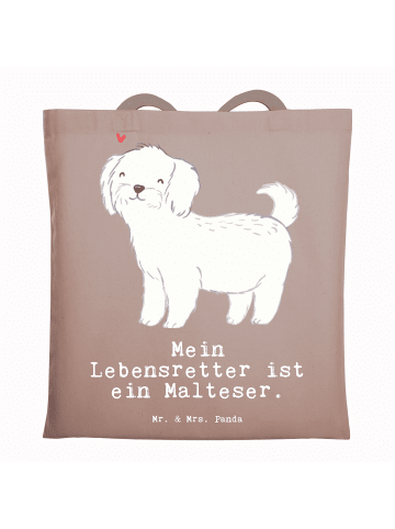 Mr. & Mrs. Panda Tragetasche Malteser Lebensretter mit Spruch in Braun Pastell