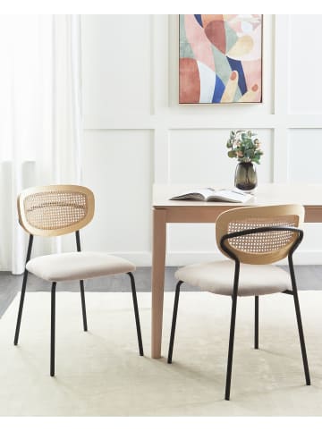 Beliani 2er-Set Esszimmerstuhl MAYETTA in /Beige/Schwarz