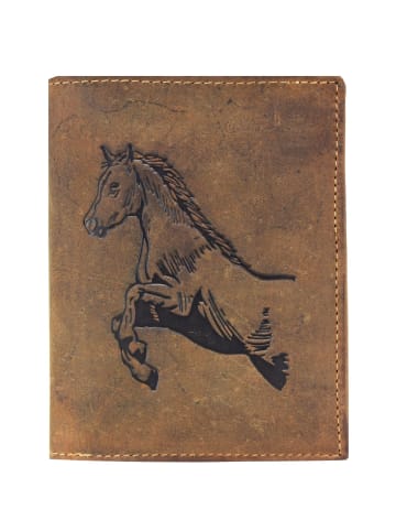 Greenburry Vintage Geldbörse Pferd Leder 9,5 cm in braun