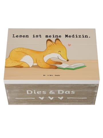 Mr. & Mrs. Panda Box aus Holz Fuchs Lesen Design mit Spruch in Weiß