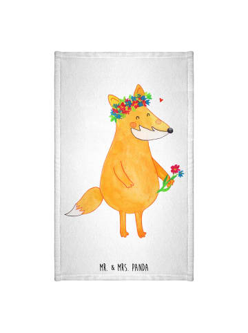 Mr. & Mrs. Panda Gästetuch Fuchs Blumen ohne Spruch in Weiß