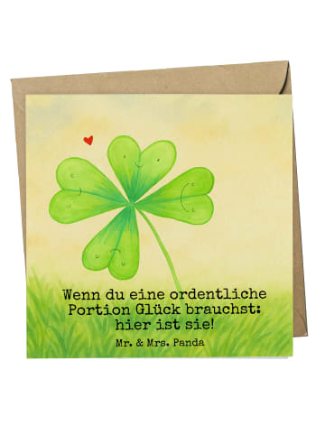 Mr. & Mrs. Panda Einladungskarte Blume Kleeblatt Design mit Spruch in Weiß