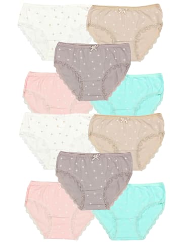 TupTam Mädchen Slips mit Aufdruck 10er Pack in beige