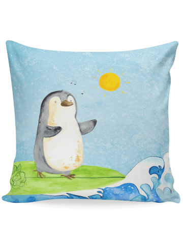 Mr. & Mrs. Panda 40x40 Kissen Pinguin Surfer ohne Spruch in Eisblau