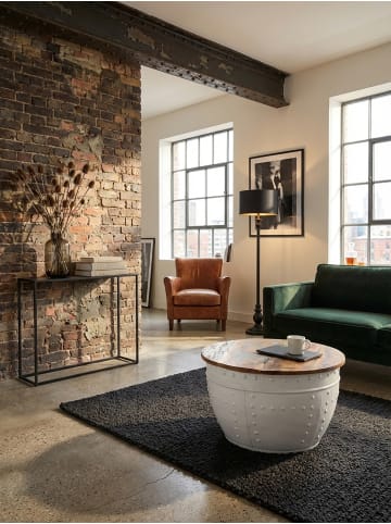 KADIMA DESIGN Couchtisch Mango 60x36x60 cm Massivholz Metall Industrial Rund