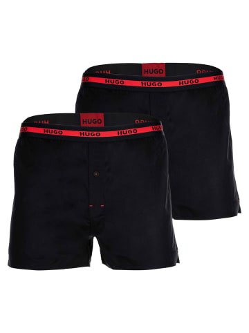 HUGO Web-Boxershorts 2er Pack in Schwarz