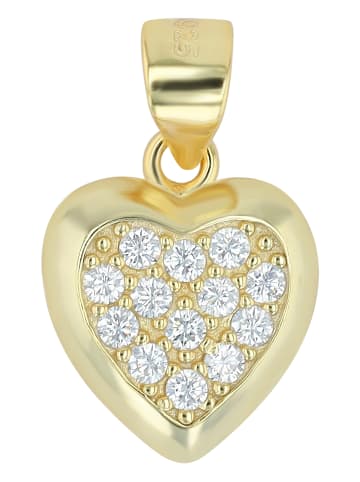Adeliás Damen Anhänger – Herz Herzanhänger aus 925 Silber mit Zirkonia in gold