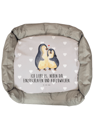 Mr. & Mrs. Panda Katzenbett Pinguine Einschlafen mit Spruch in Grau Pastell