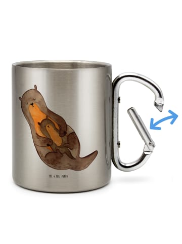 Mr. & Mrs. Panda karabiner tasse Otter Kind ohne Spruch in Silber