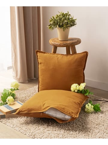 JACK 2er Set Kissenhülle 45x45cm Baumwolle Einfarbig in Caramel