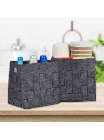 relaxdays 2 x Aufbewahrungskorb in Grau - (B)30 x (H)30 x (T)24 cm