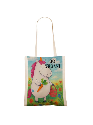 Mr. & Mrs. Panda Schultertasche Einhorn Vegan Design mit Spruch in Weiß