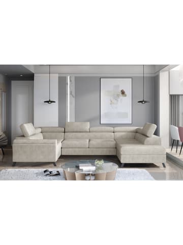 MF Design Esco Recamiere Rechts in Beige -  (L) 200 x (B) 336 x (H) 92 cm
