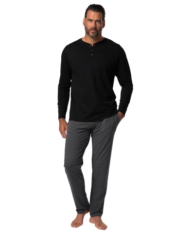JP1880 Langer Schlafanzug in schwarz