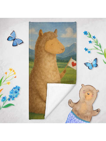 Mr. & Mrs. Panda sporthandtuch Alpaka Fahne Design ohne Spruch in Weiß