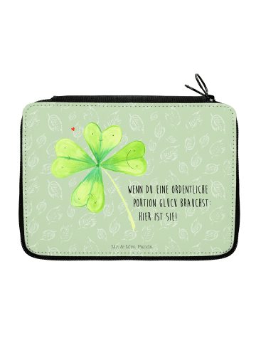 Mr. & Mrs. Panda Stiftetasche Blume Kleeblatt mit Spruch in Blattgrün