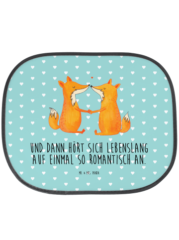 Mr. & Mrs. Panda Sonnenschutz für Auto Füchse Liebe mit Spruch in Türkis Pastell