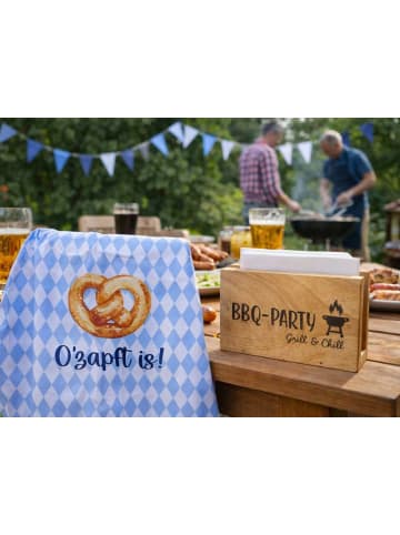 AltoBelli Geschirrtuch OKTOBERFEST Weiß Blau O‘ZAPFT IS! mit Brezel