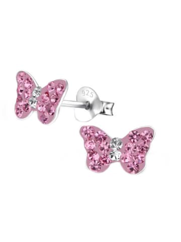 schmuck23 Ohrringe 925 Silber Schmetterling in Pink