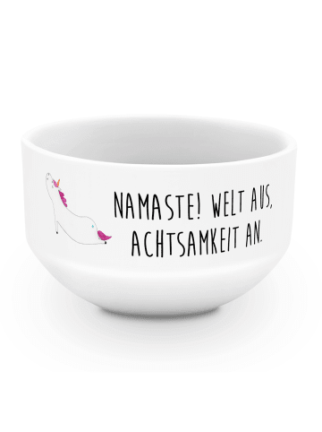 Mr. & Mrs. Panda Schüssel Einhorn Yoga mit Spruch in Weiß