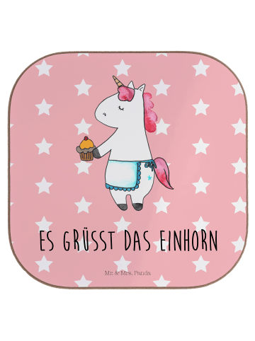 Mr. & Mrs. Panda gläseruntersetzer Einhorn Muffin mit Spruch in Rot Pastell