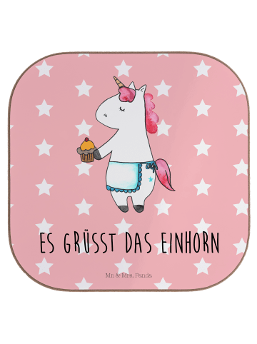 Mr. & Mrs. Panda Untersetzer Einhorn Muffin mit Spruch in Rot Pastell