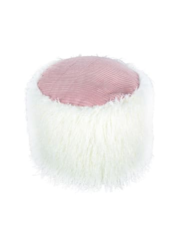 Kayoom Sitzkissen Fellpouf Bobtail in weiß - rosa