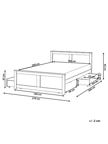 Beliani 5-tlg Doppelbett SABRAN in Weiß