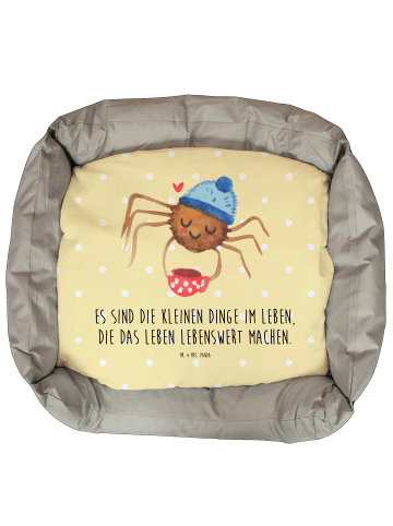 Mr. & Mrs. Panda Katzenkorb Spinne Agathe Kaffee mit Spruch in Gelb Pastell