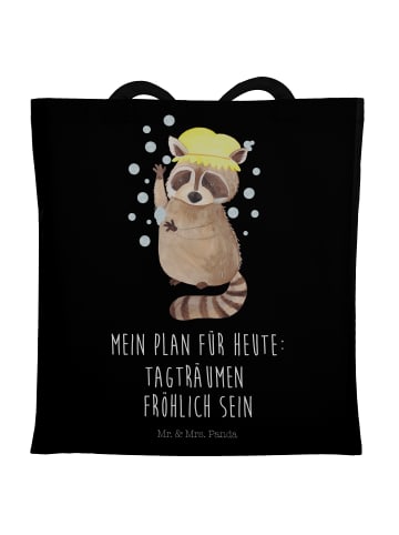 Mr. & Mrs. Panda Tragetasche Waschbär mit Spruch in Schwarz