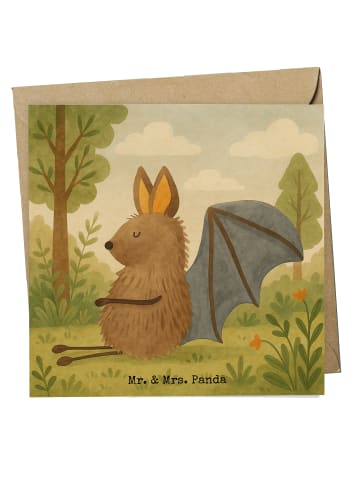 Mr. & Mrs. Panda Grußkarte Fledermaus Sitzen Design ohne Spruch in Weiß