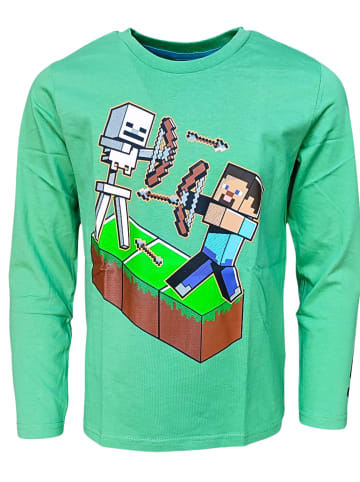 Minecraft Langarmshirt Minecraft mit Steve & Skeleton  in Grün